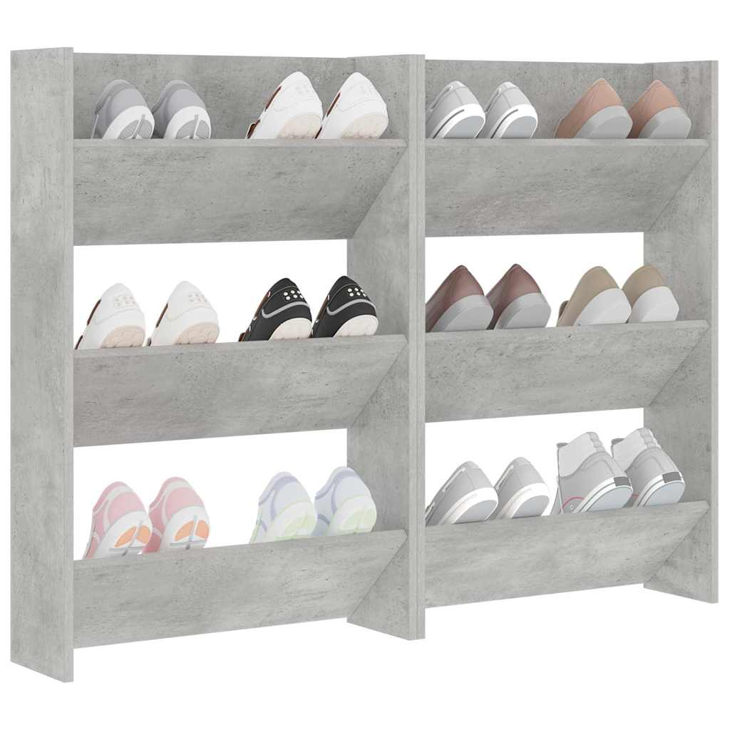 vidaXL Wall Shoe Cabinets 2 pcs Concrete Grey 60x18x90 cm
