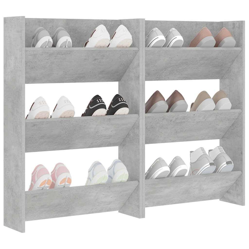 vidaXL Wall Shoe Cabinets 2 pcs  Concrete Grey 60x18x90 cm Engineered Wood
