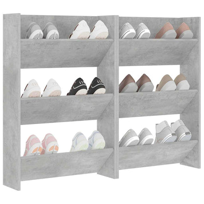 vidaXL Wall Shoe Cabinets 2 pcs  Concrete Grey 60x18x90 cm Engineered Wood