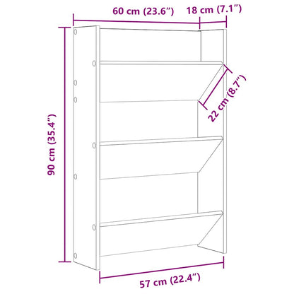 vidaXL Wall Shoe Cabinets 2 pcs  Concrete Grey 60x18x90 cm Engineered Wood
