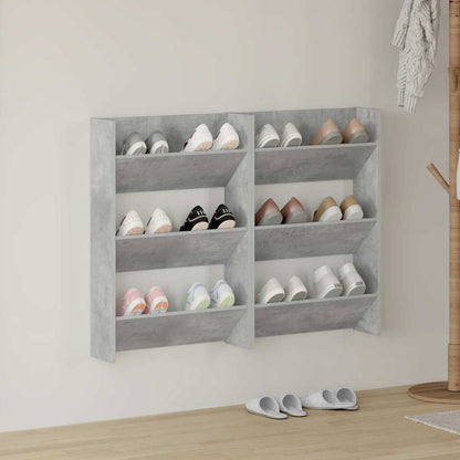 vidaXL Wall Shoe Cabinets 2 pcs  Concrete Grey 60x18x90 cm Engineered Wood