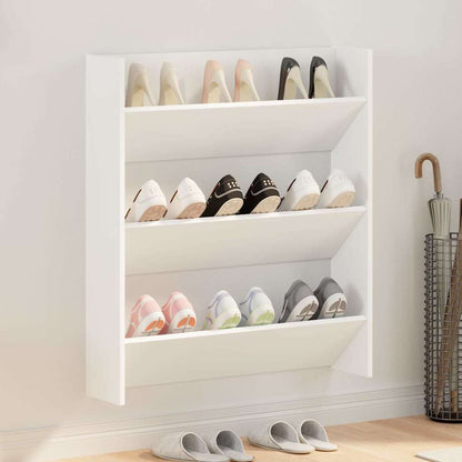 vidaXL Wall Shoe Cabinet White 80x18x90 cm Engineered Wood