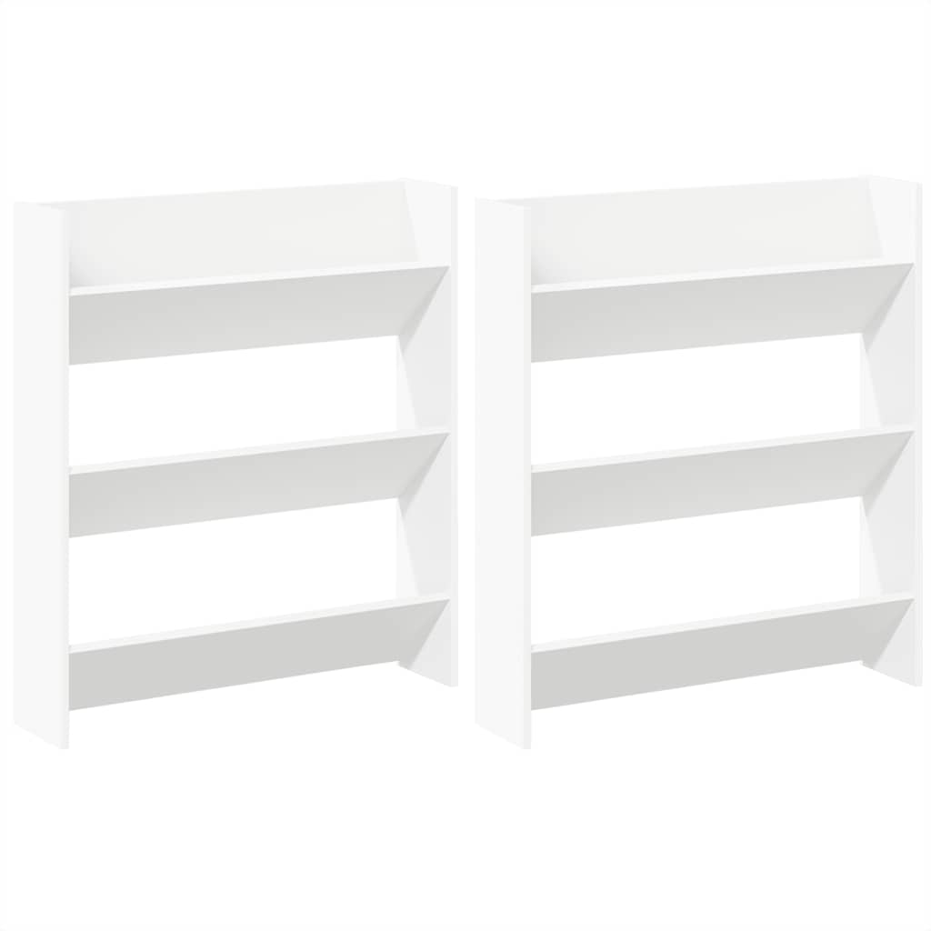 vidaXL Wall Shoe Cabinets 2 pcs  White 80x18x90 cm Engineered Wood
