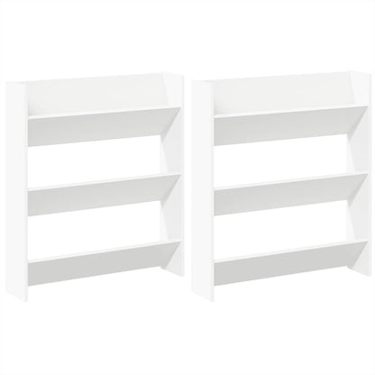 vidaXL Wall Shoe Cabinets 2 pcs  White 80x18x90 cm Engineered Wood