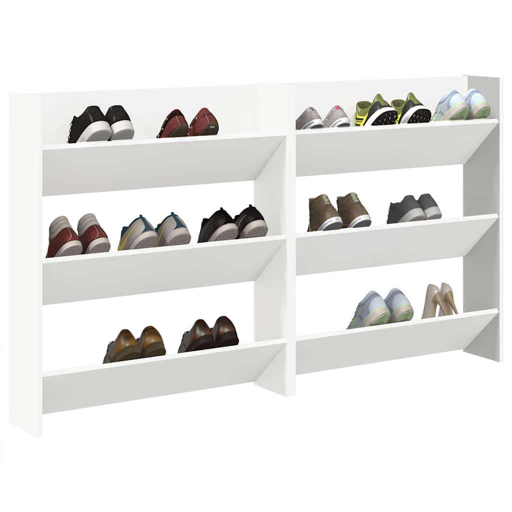 vidaXL Wall Shoe Cabinets 2 pcs  White 80x18x90 cm Engineered Wood