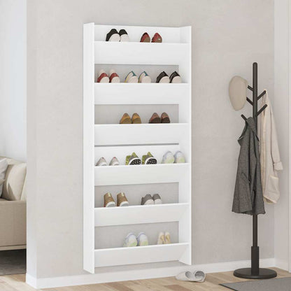 vidaXL Wall Shoe Cabinets 2 pcs  White 80x18x90 cm Engineered Wood