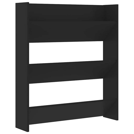 vidaXL Wall Shoe Cabinet Black 80x18x90 cm Engineered Wood
