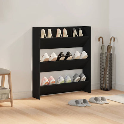 vidaXL Wall Shoe Cabinet | Black | Engineered wood | Medium