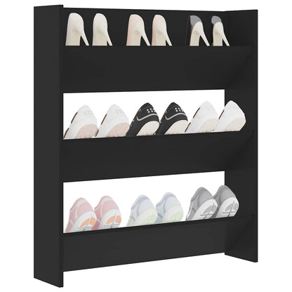 806779 vidaXL Wall Shoe Cabinet Black 80x18x90 cm Engineered Wood