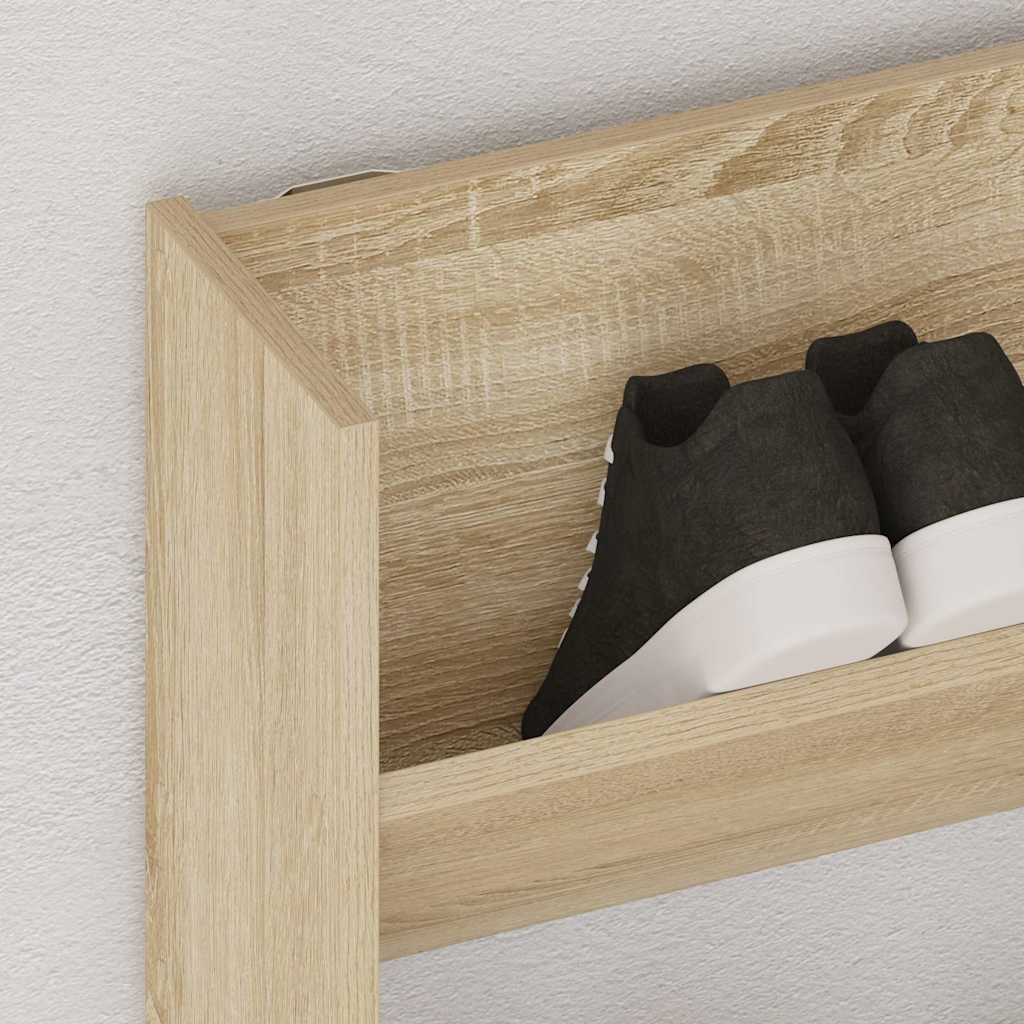 vidaXL Wall Shoe Cabinet Sonoma Oak 80x18x90 cm Engineered Wood