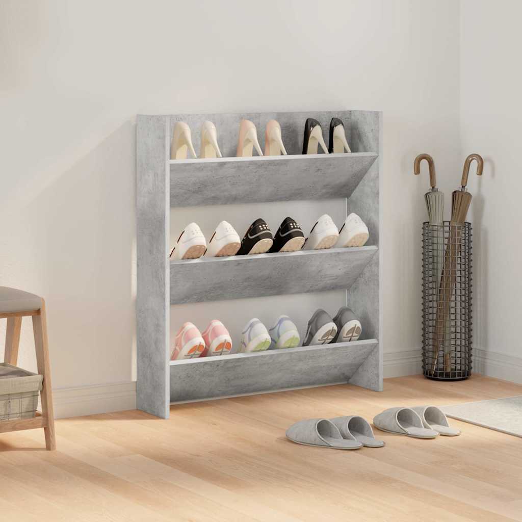 806785 vidaXL Wall Shoe Cabinet Concrete Grey 80x18x90 cm Engineered Wood