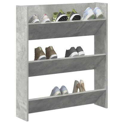 vidaXL Wall Shoe Cabinet Concrete Grey 80x18x90 cm Engineered Wood