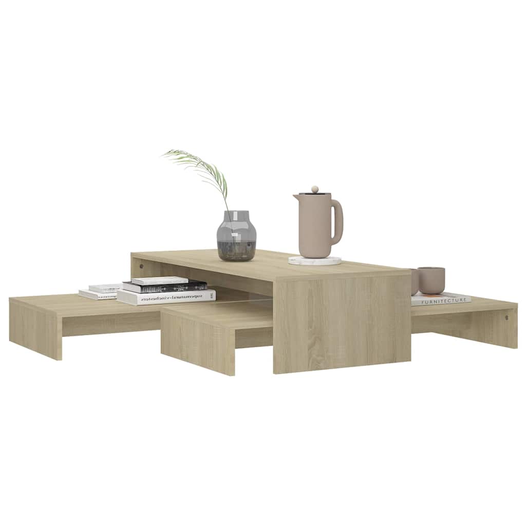 vidaXL Nesting Coffee Table Set Sonoma Oak 100x100x26.5 cm
