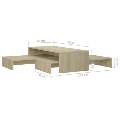 vidaXL Nesting Coffee Table Set Sonoma Oak 100x100x26.5 cm