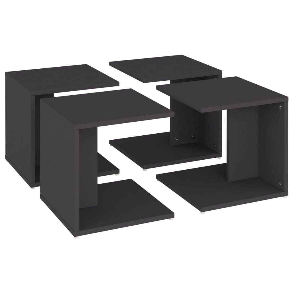 vidaXL Coffee Tables 4 pcs Grey 33x33x33 cm Engineered Wood
