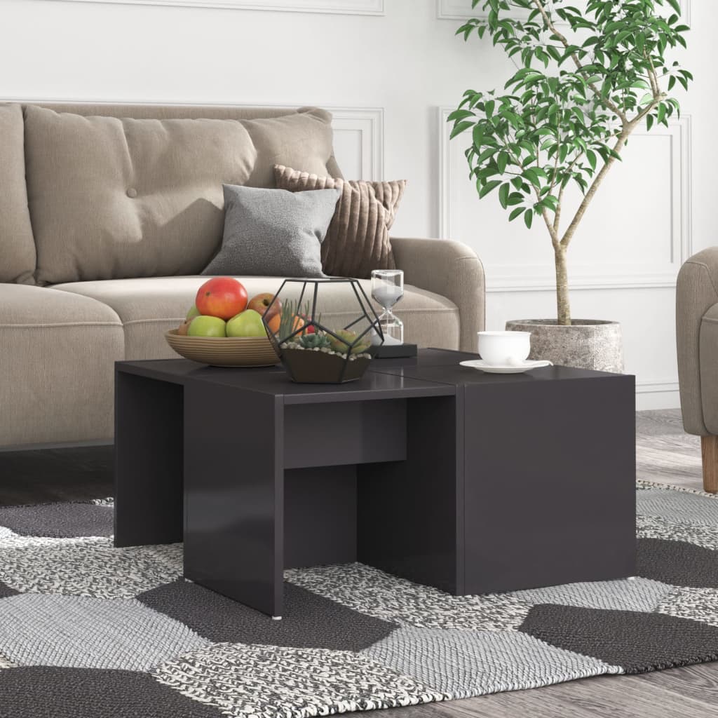 vidaXL Coffee Tables 4 pcs High Gloss Grey 33x33x33 cm Engineered Wood