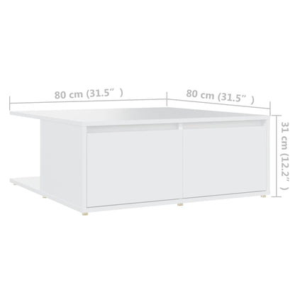 vidaXL Coffee Table White 80x80x31 cm Engineered Wood