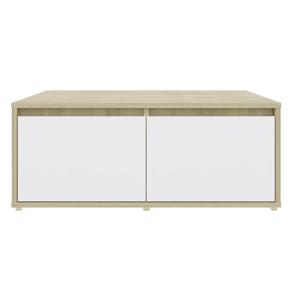vidaXL Coffee Table White and Sonoma Oak 80x80x31 cm Engineered Wood