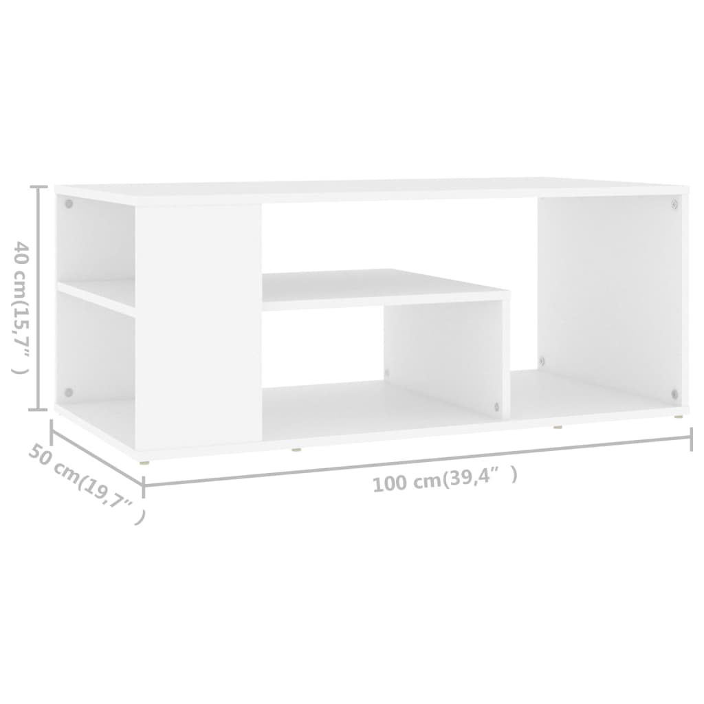 vidaXL Coffee Table White 100x50x40 cm Engineered Wood