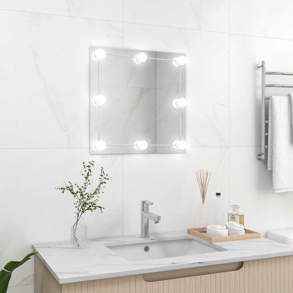 vidaXL Wall Mirror with LED Lights Square Glass