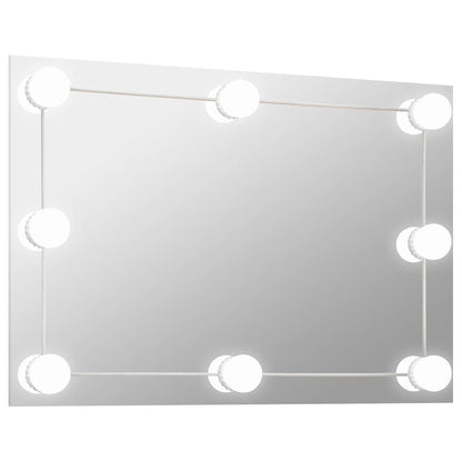 vidaXL Wall Mirror with LED Lights Rectangular Glass