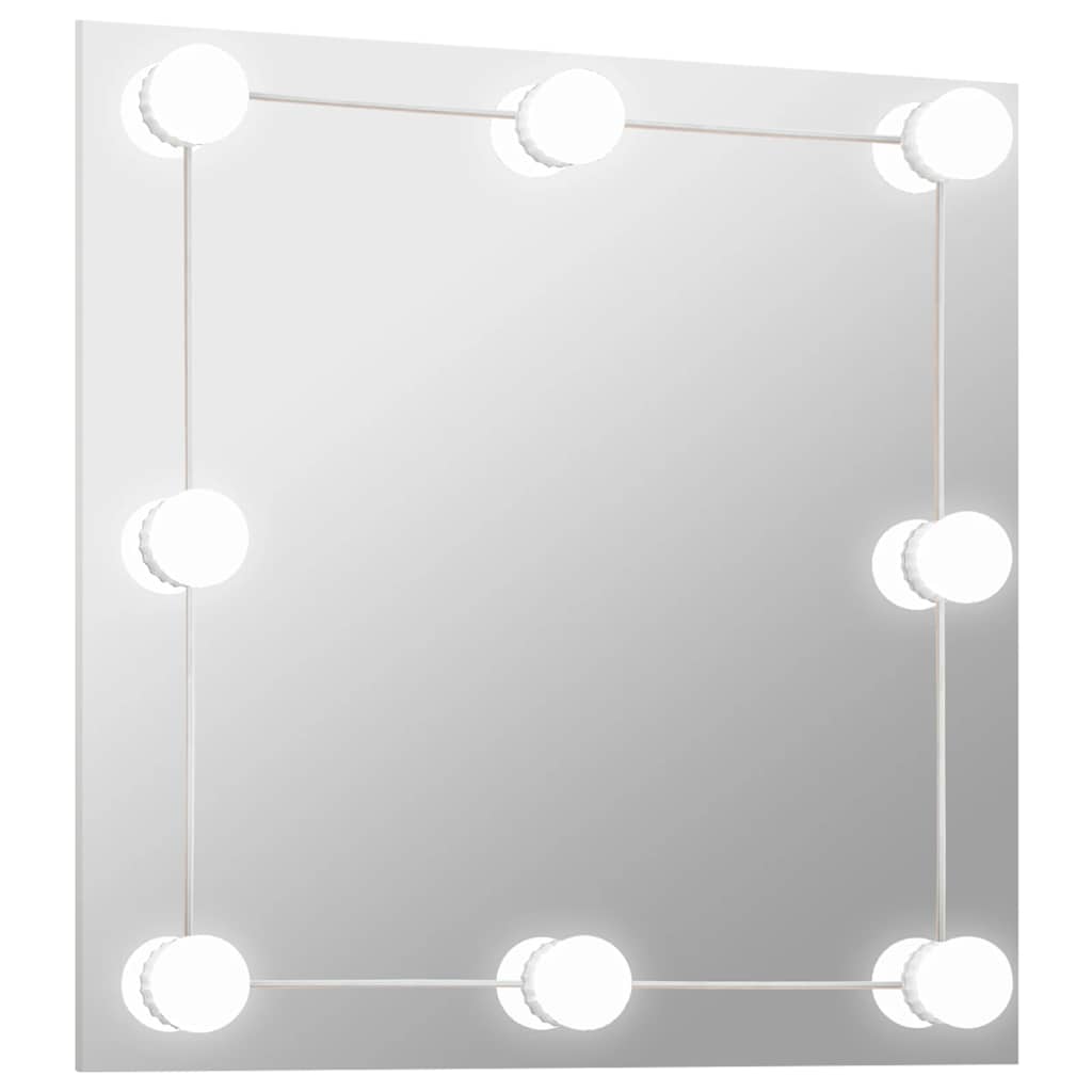 vidaXL Wall Mirror With Led Light | Silver | Glass, Plastic | Medium