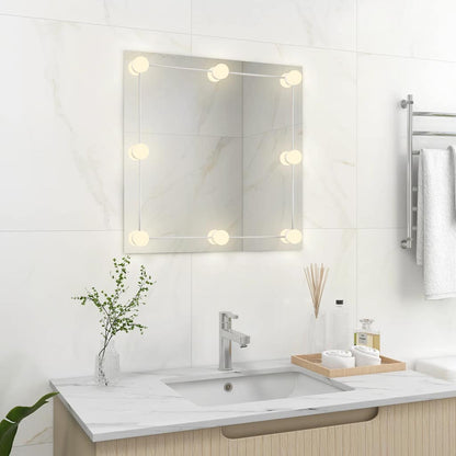 vidaXL Wall Mirror With Led Light | Silver | Glass, Plastic | Medium