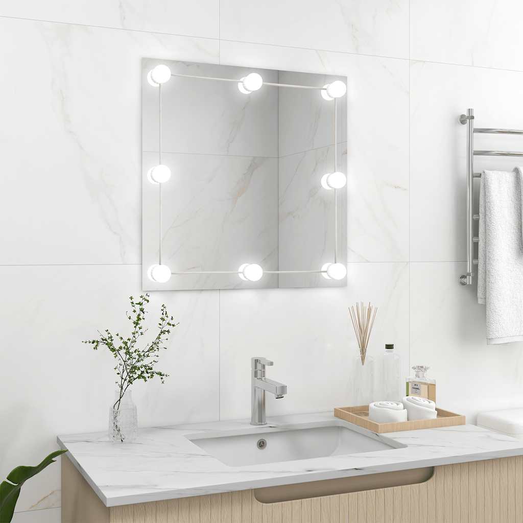 vidaXL Wall Mirror With Led Light | Silver | Glass, Plastic | Medium