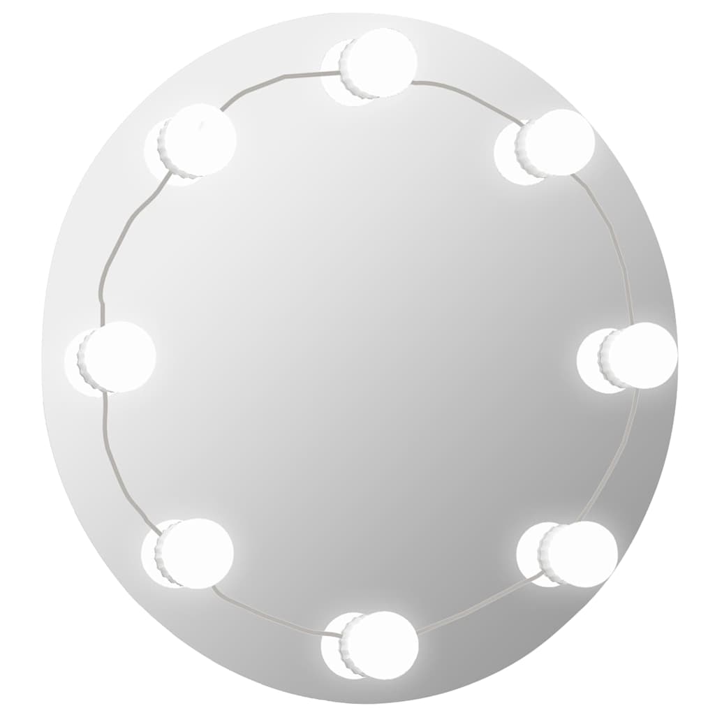 vidaXL Wall Mirror with LED Lights Round Glass