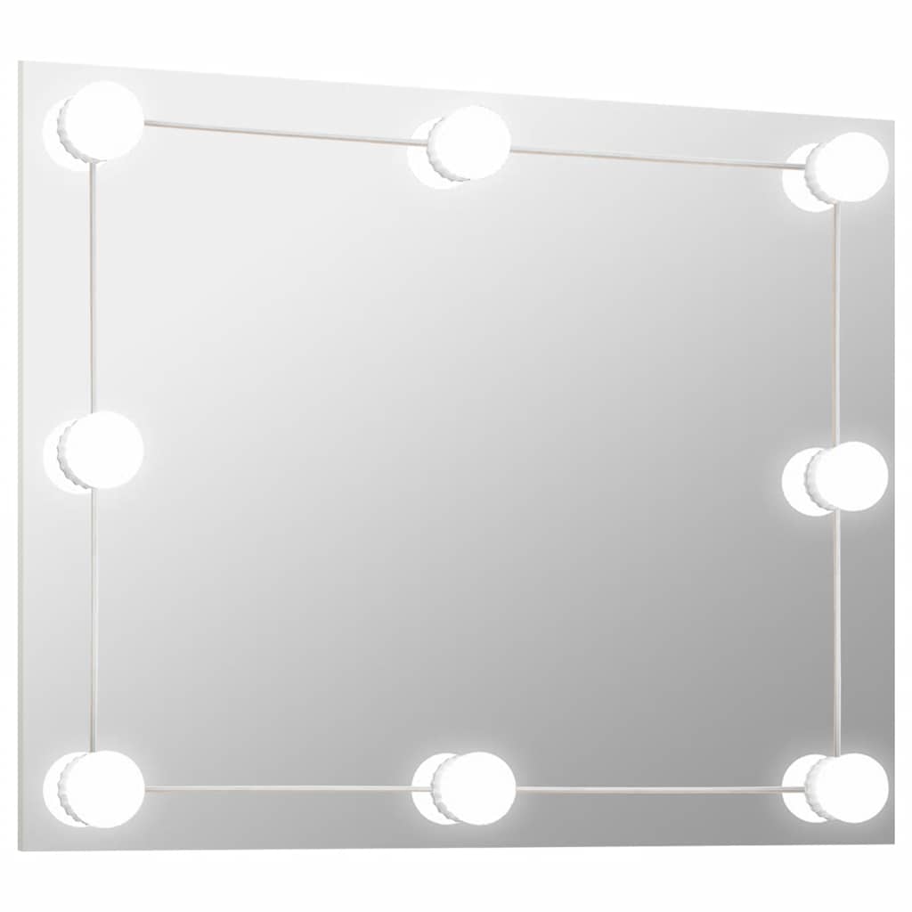 vidaXL Wall Frameless Mirror with LED Lights Rectangular Glass