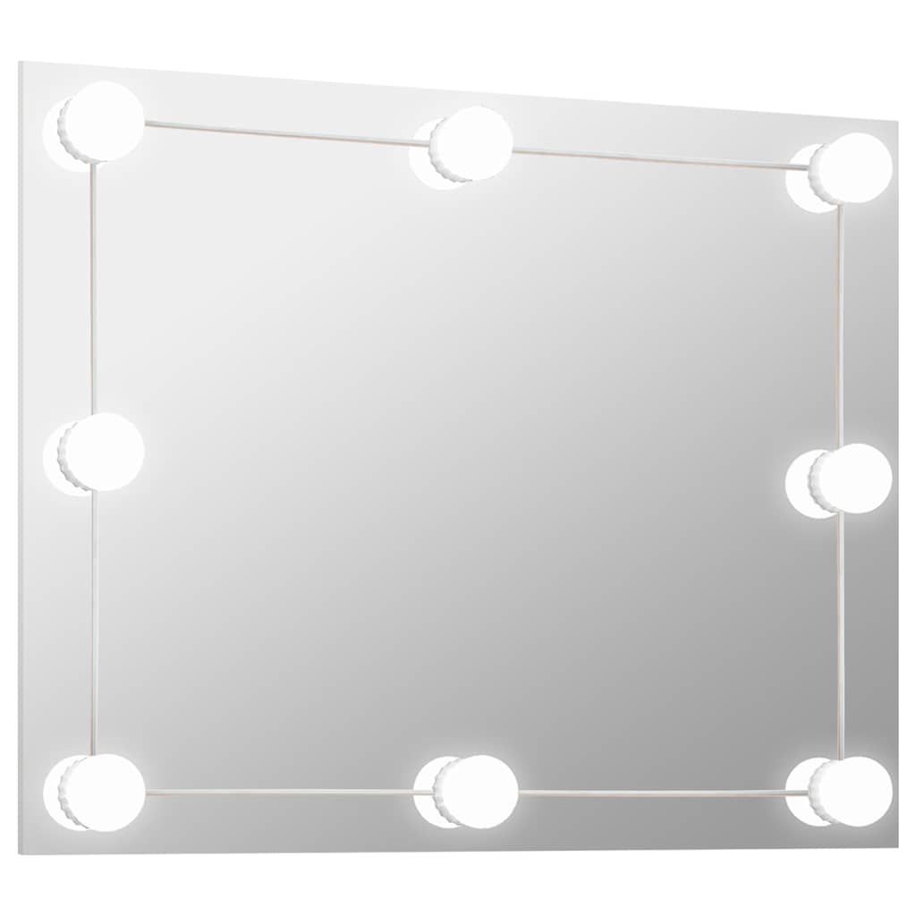 vidaXL Wall Frameless Mirror with LED Lights Rectangular Glass