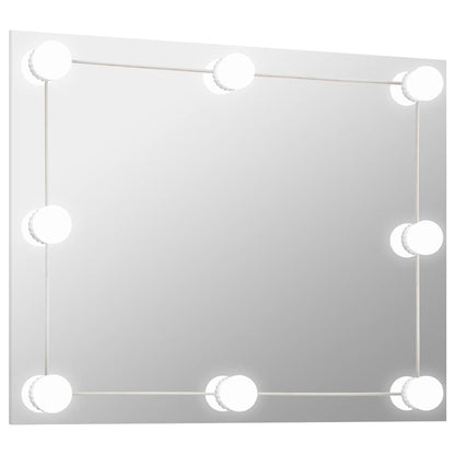 vidaXL Wall Frameless Mirror with LED Lights Rectangular Glass