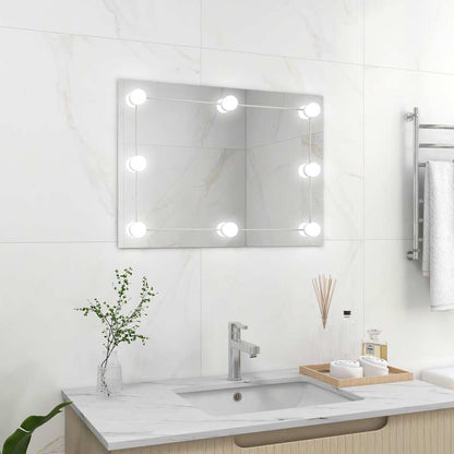 vidaXL Wall Frameless Mirror with LED Lights Rectangular Glass