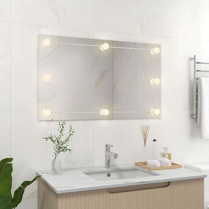 vidaXL Wall Frameless Mirror with LED Lights Rectangular Glass