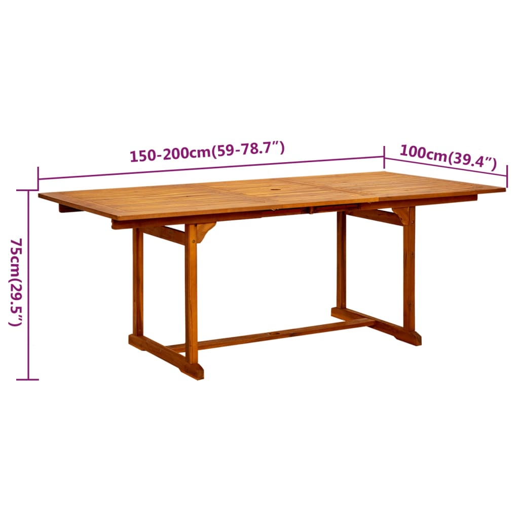 vidaXL Garden Dining Set | Natural wood | Solid acacia wood | Medium | Foldable