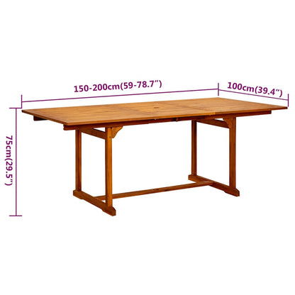 3079638 vidaXL 7 Piece Garden Dining Set Solid Wood Acacia 150-200 cm (316564+2x316570)