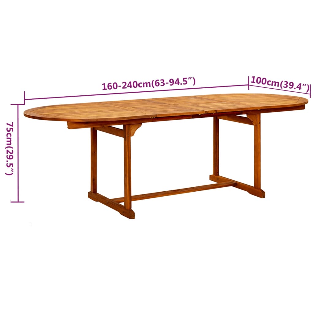 vidaXL 9 Piece Garden Dining Set Solid Wood Acacia 160-240 cm