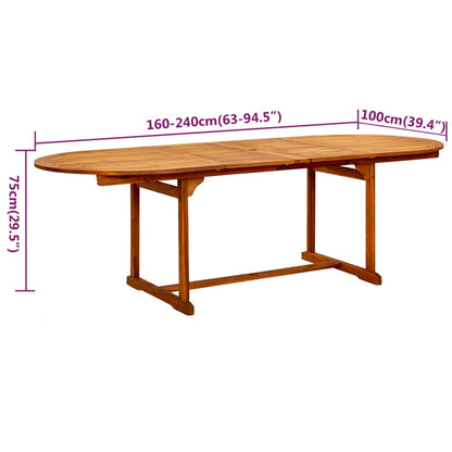 vidaXL 9 Piece Garden Dining Set Solid Wood Acacia 160-240 cm