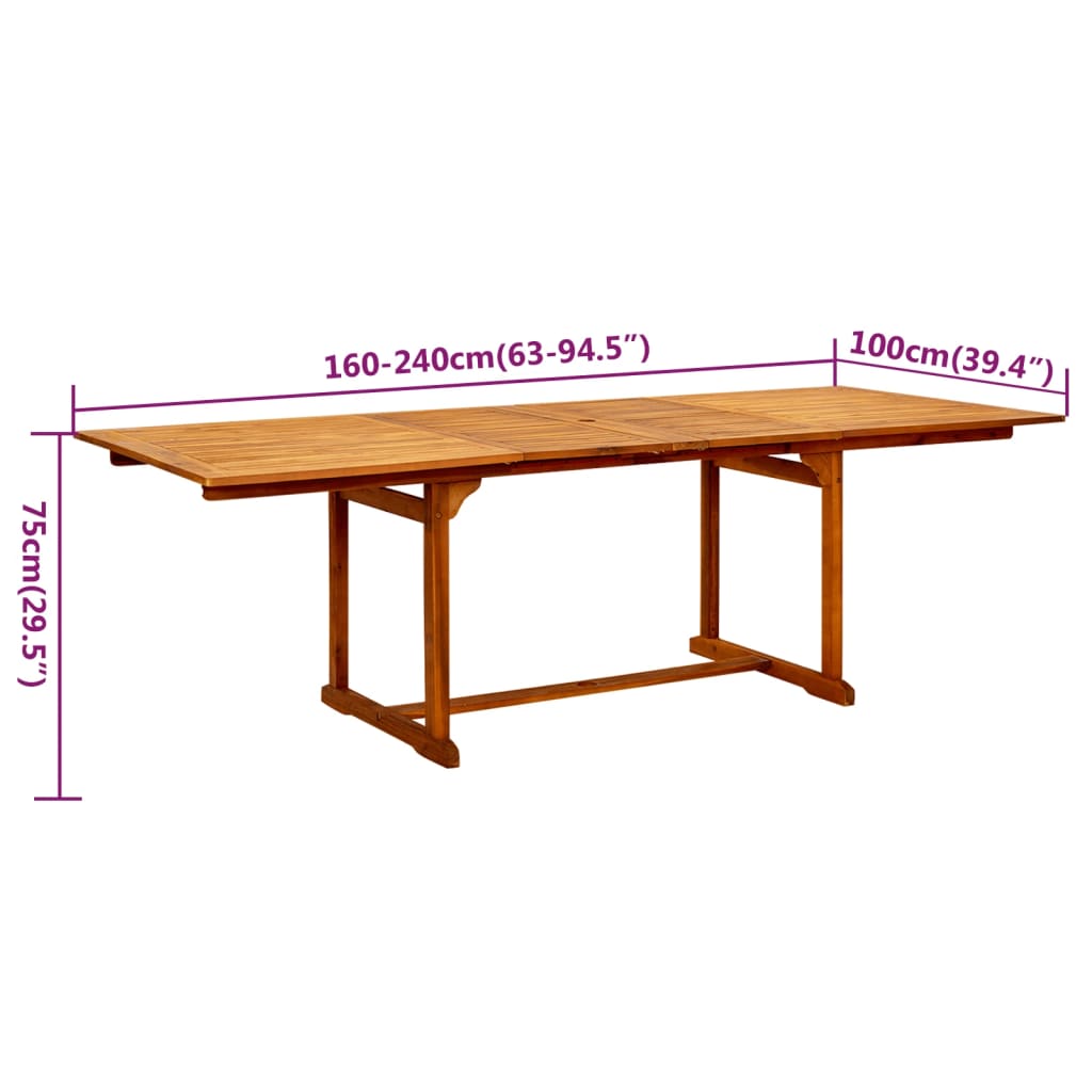 vidaXL Garden Dining Set | Natural Wood | Solid acacia wood | Large | Extendable