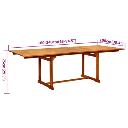 vidaXL Garden Dining Set | Natural Wood | Solid acacia wood | Large | Extendable