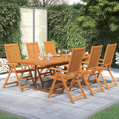vidaXL Garden Dining Set | Natural Wood | Solid acacia wood | Large | Extendable