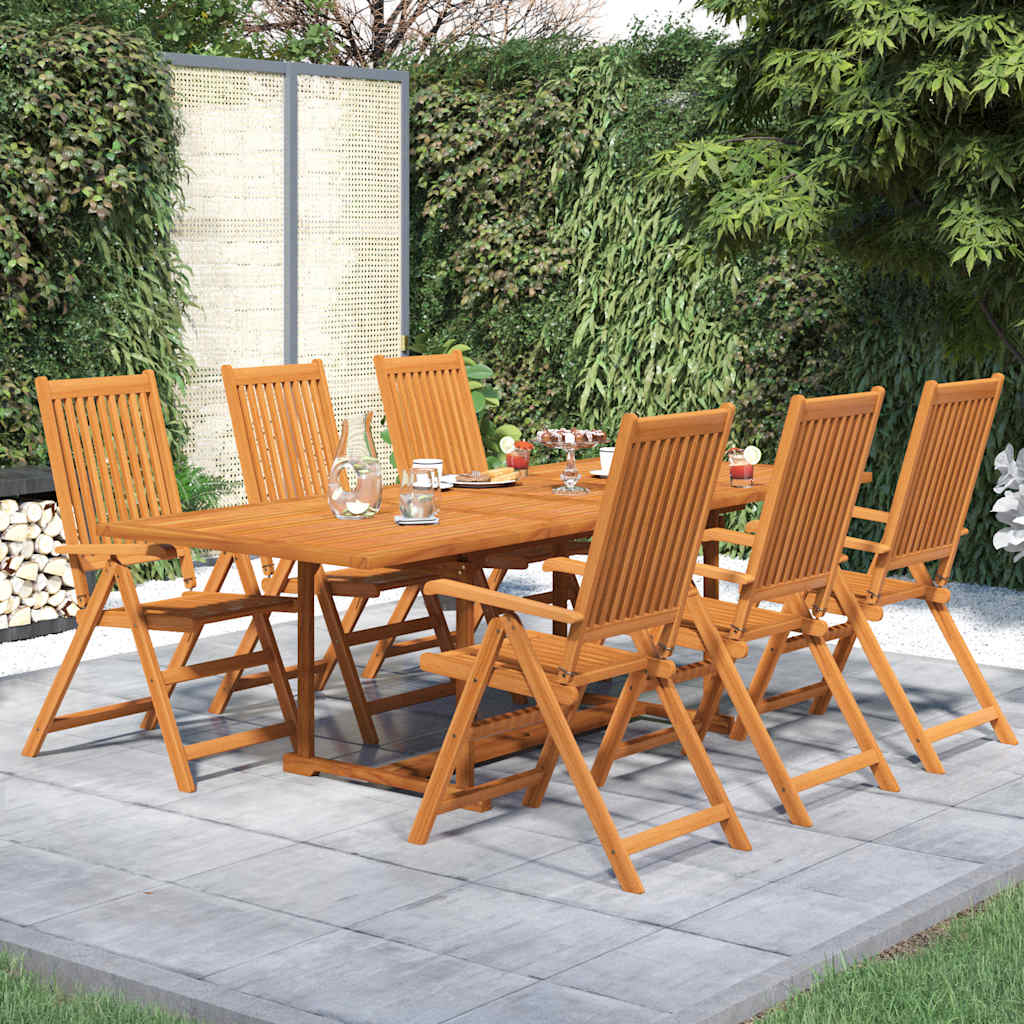 3079641 vidaXL 7 Piece Garden Dining Set Solid Wood Acacia 160-240 cm (316566+2x316570)