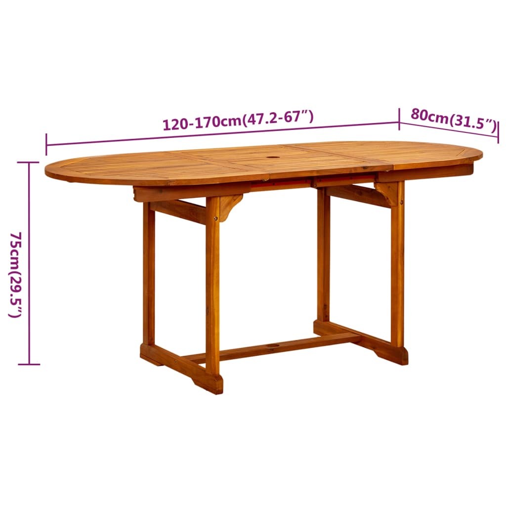 vidaXL Garden Dining Set | Brown | Solid Acacia Wood | Medium | Extendable