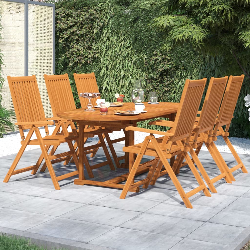 vidaXL Garden Dining Set | Brown | Solid Acacia Wood | Medium | Extendable
