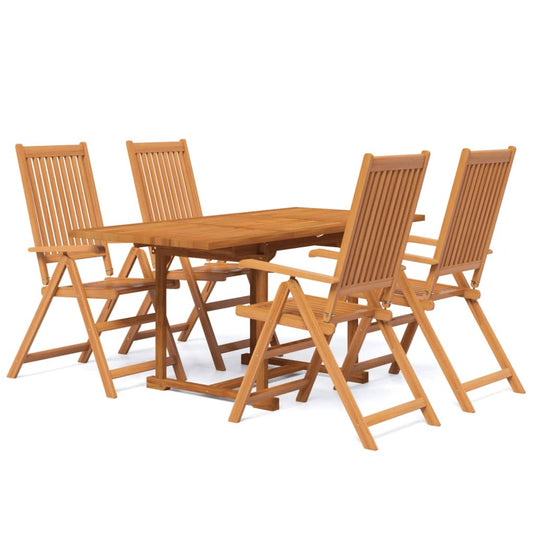 vidaXL Garden Dining Set | Natural Wood | Solid Acacia Wood | 5 Piece Set