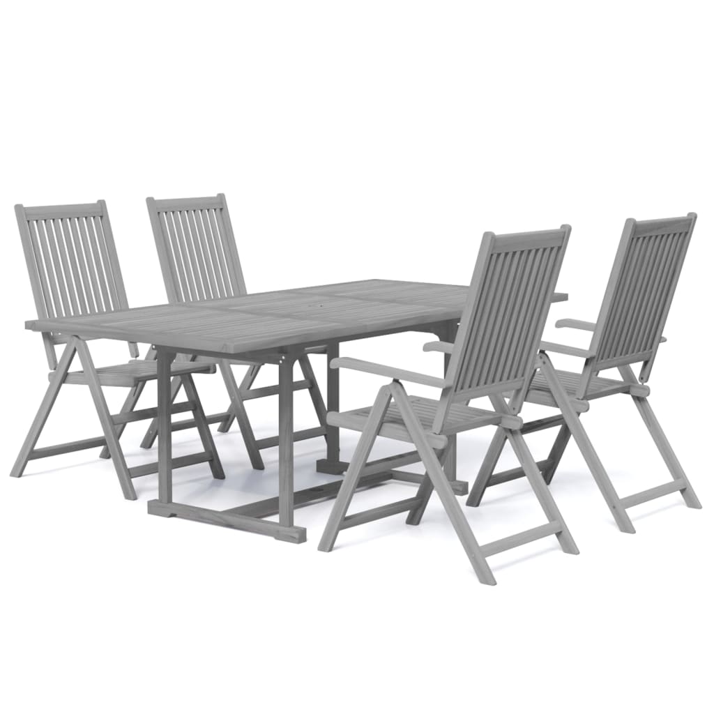 vidaXL Garden Dining Set | Grey | Solid Acacia wood | Extendable |  Extendable