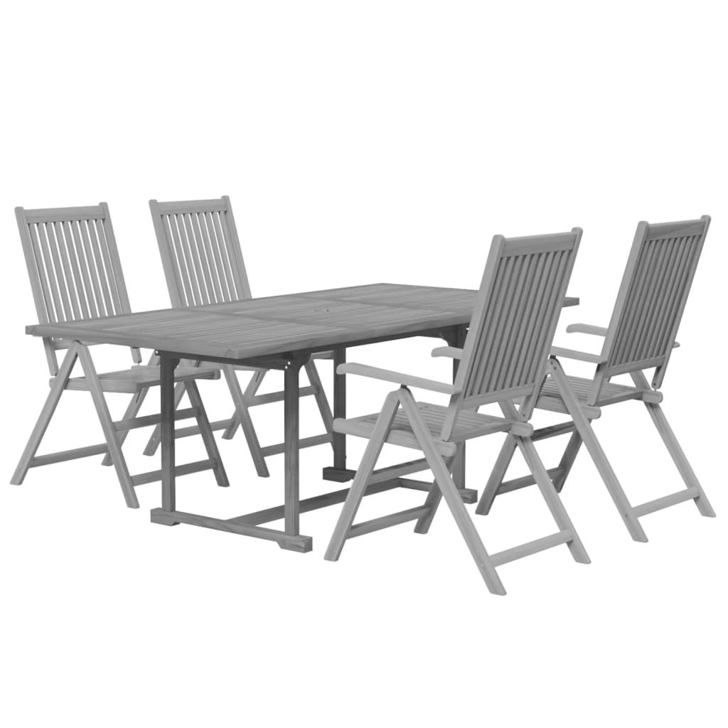 vidaXL Garden Dining Set | Grey | Solid Acacia wood | Extendable |  Extendable