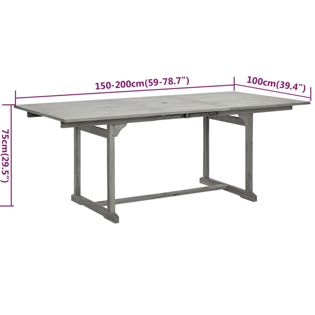 vidaXL Garden Dining Set | Grey | Solid Acacia wood | Extendable |  Extendable