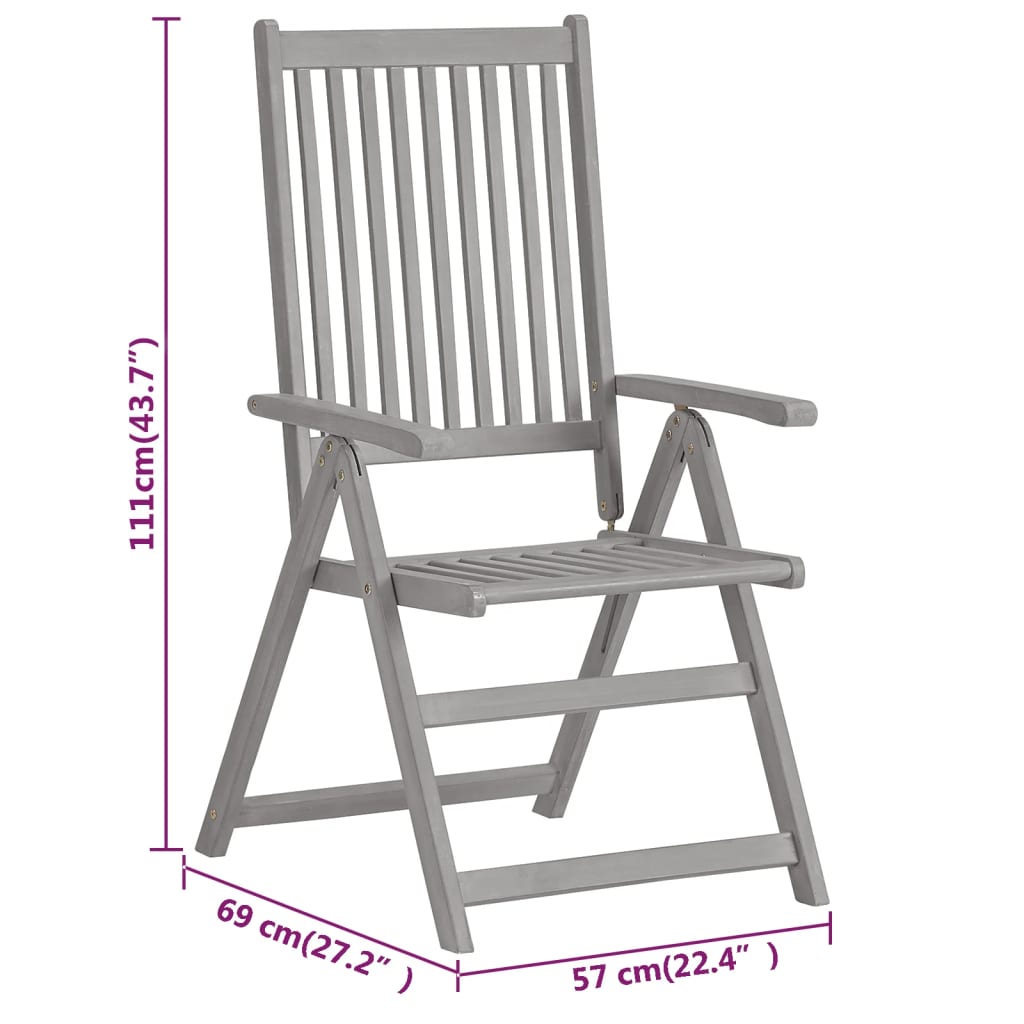 vidaXL Garden Dining Set | Grey | Solid Acacia wood | Extendable |  Extendable