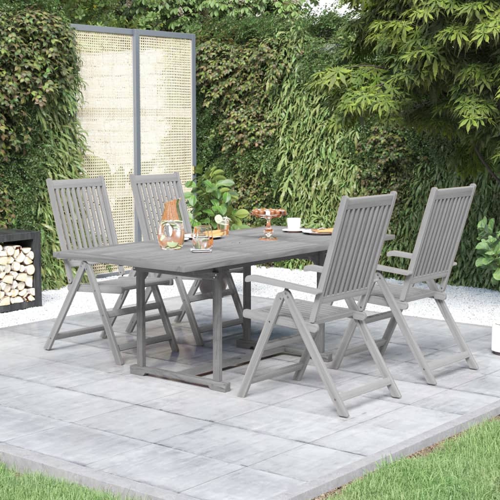 vidaXL Garden Dining Set | Grey | Solid Acacia wood | Extendable |  Extendable